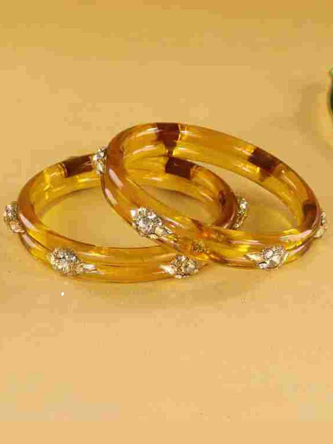 NMII Set Of 2 Crystal Studded Kada Bangles