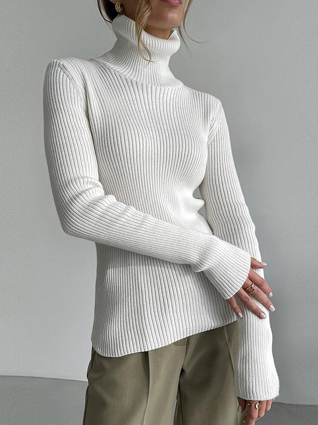 LULU & SKY Turtle Neck Ribbed Top