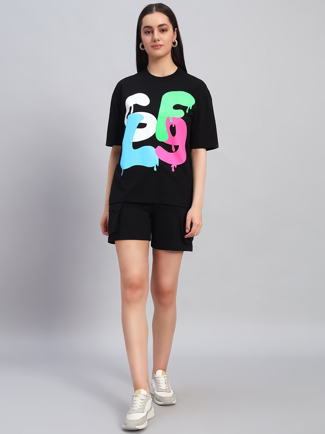 GRIFFEL Printed Oversized Pure Cotton Co-Ords