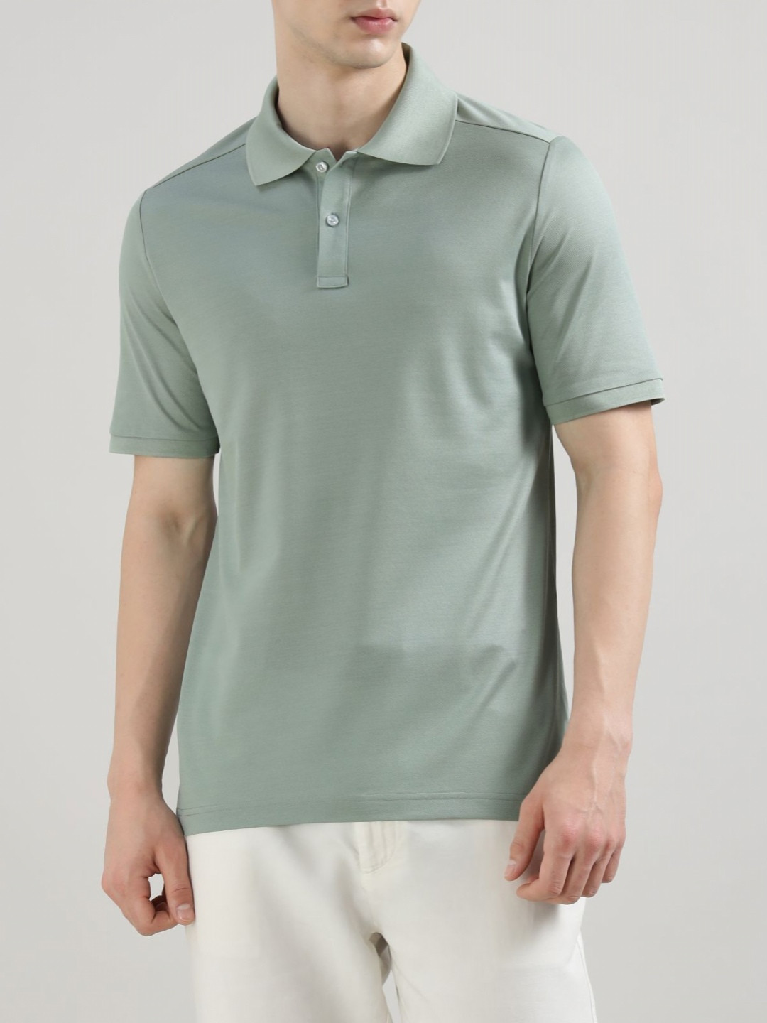 Eton Men Solid Polo Collar Cotton T-shirt