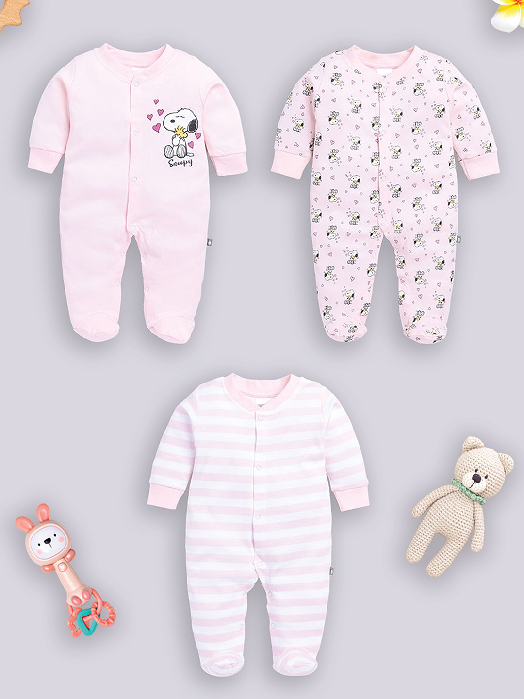 YK X Tinyo Infants Boys Pack of 3 Printed Cotton Sleepsuit