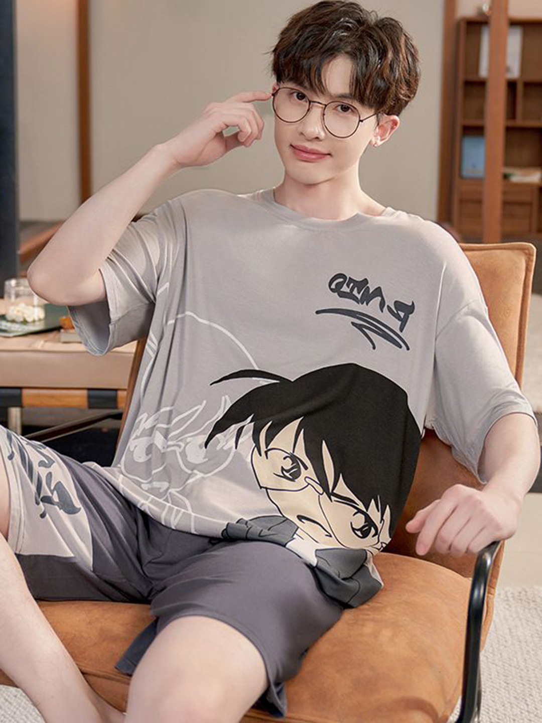 StyleCast Printed Round Neck T-Shirt And Short