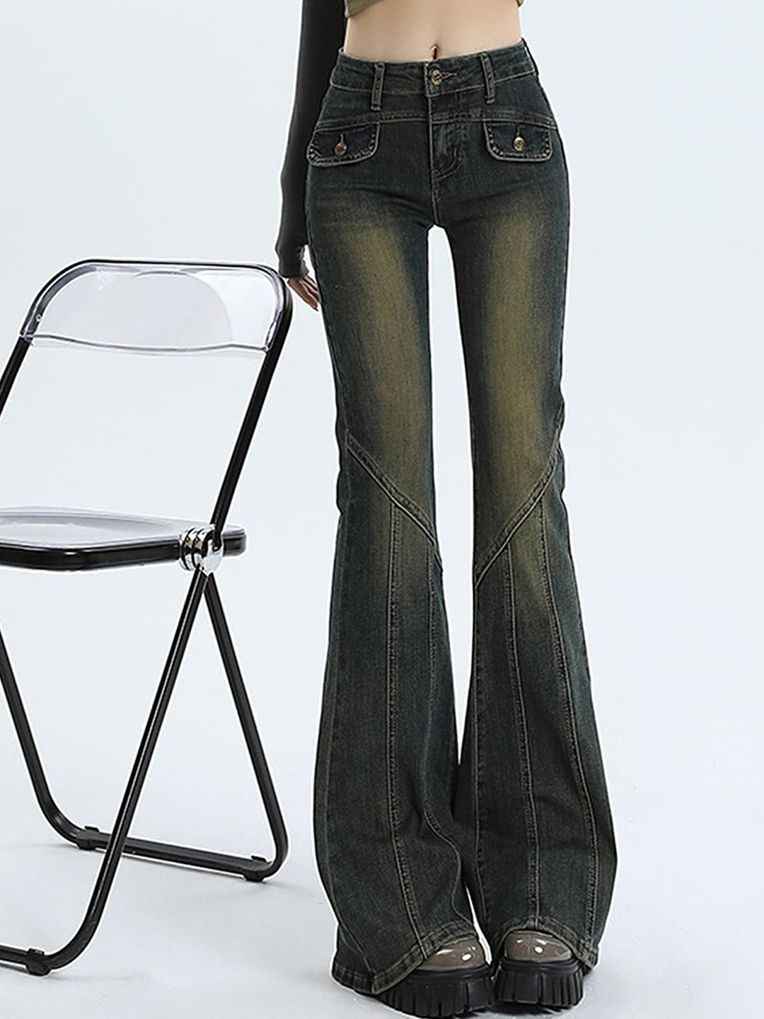 LULU & SKY Women Bootcut Clean Look Light Fade Jeans