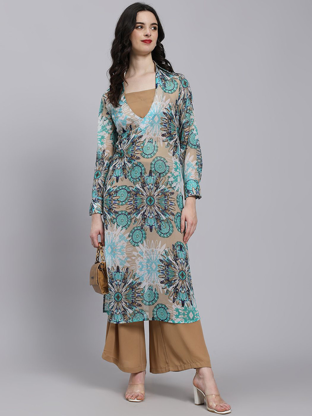 WoowZerZ Printed Square Neck Top & Palazzo, Kurta Co-ords