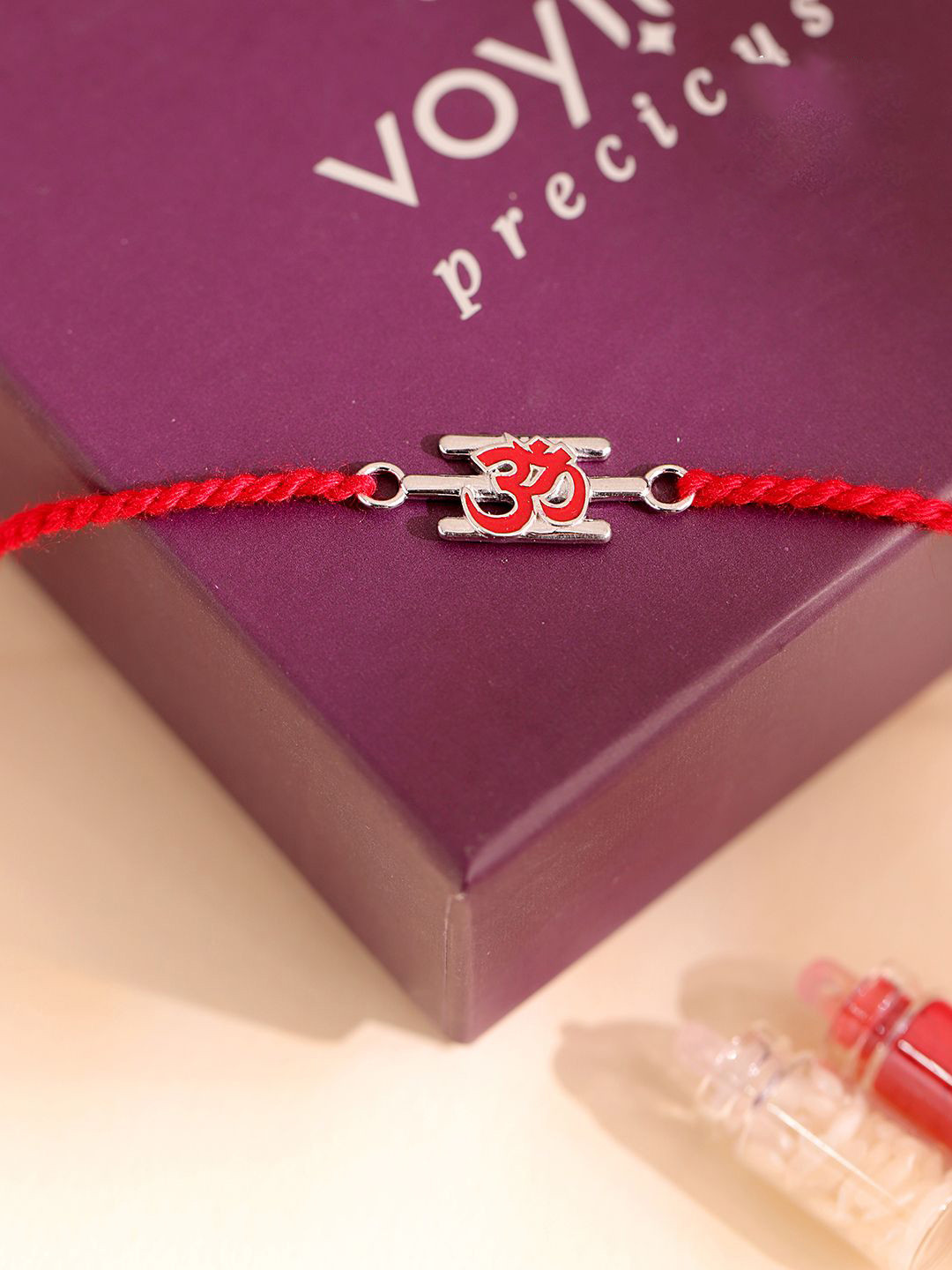 Studio Voylla Sterling Silver Eternal Chant Om Thread Rakhi