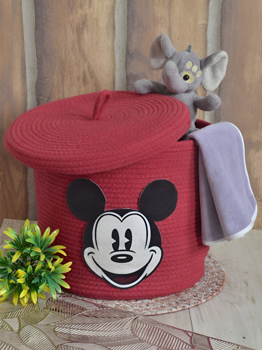 Myntra Elegant Homes Red Cartoon Self Design Reusable Multi-Utility Organiser