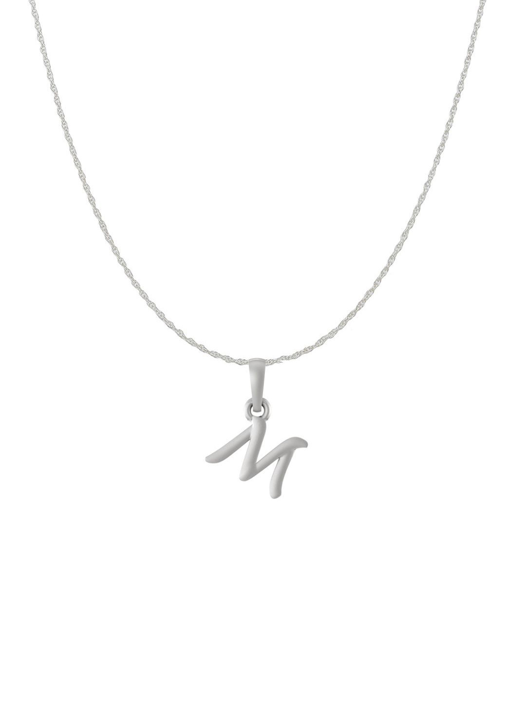 Metronaut 92.5 Sterling Silver M Alphabet Pendant with Rope Chain