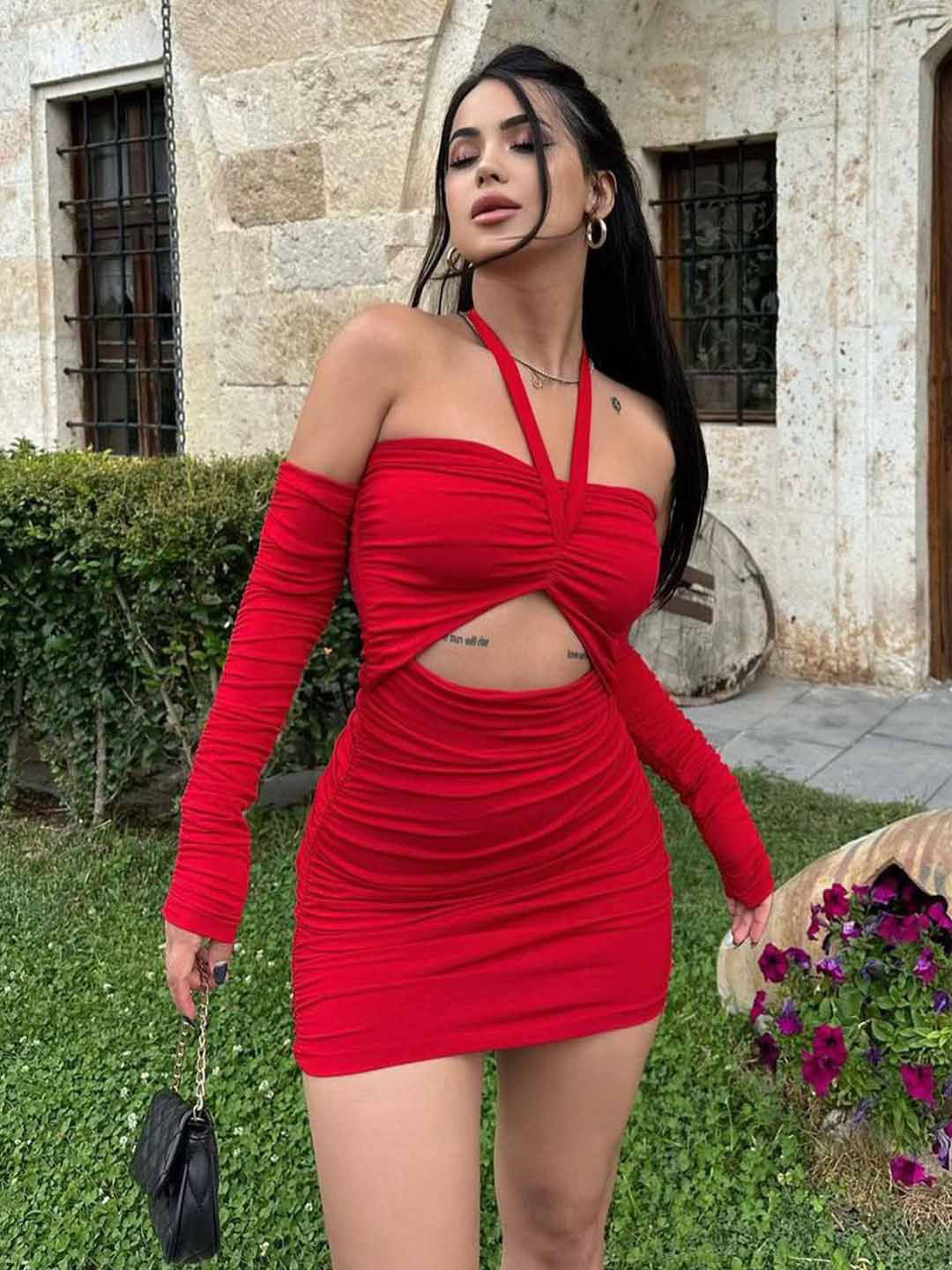 StyleCast Solid Red Mini Bodycon Dress