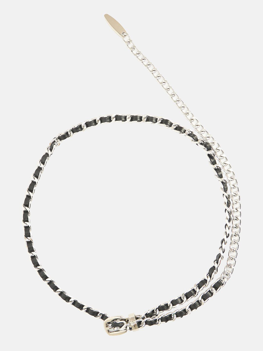 Iconic Women Silver Solid Chain Belt