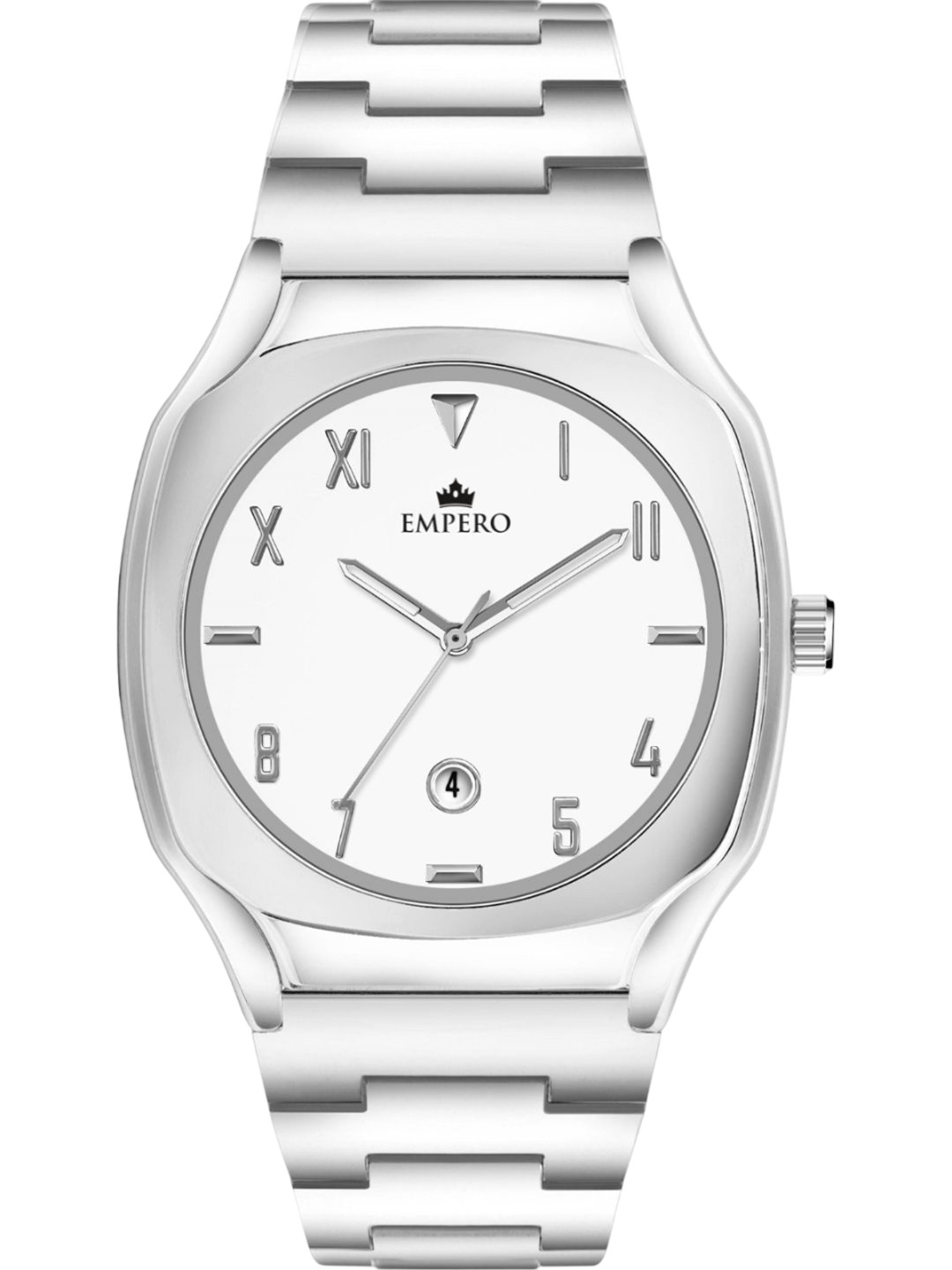 EMPERO Men Stainless Steel Straps Analogue Watch EAB220 White Dial Silver Chain