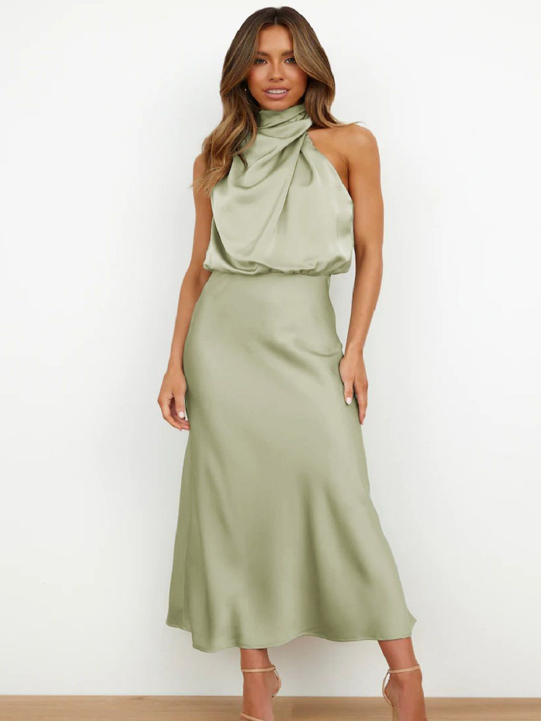 StyleCast Mock Neck Blouson Maxi Dress