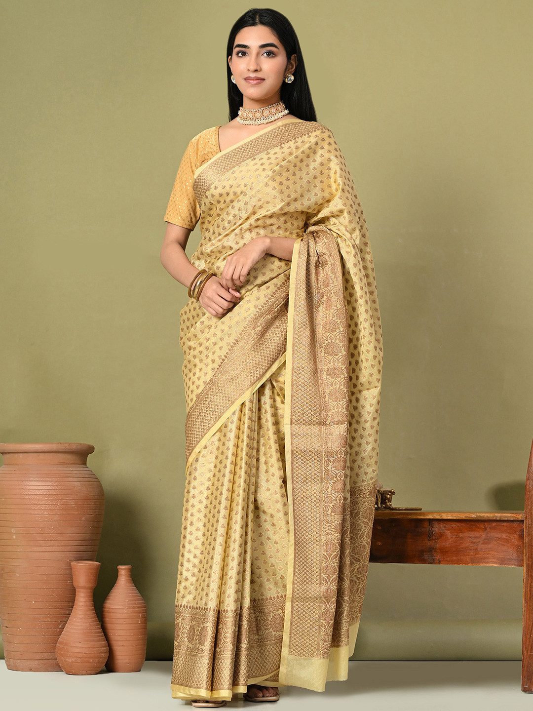 THE WEAVERS SHOP BY RAAVI Woven Design Zari Ready to Wear Saree