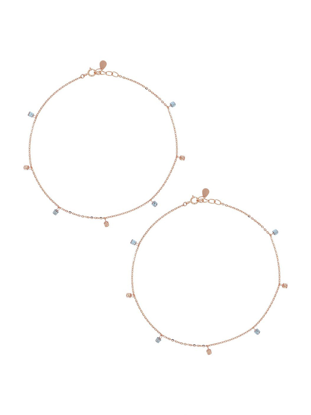 BHIMA 18K BIS Hallmark (750) Rose Gold Designer Charm Anklets