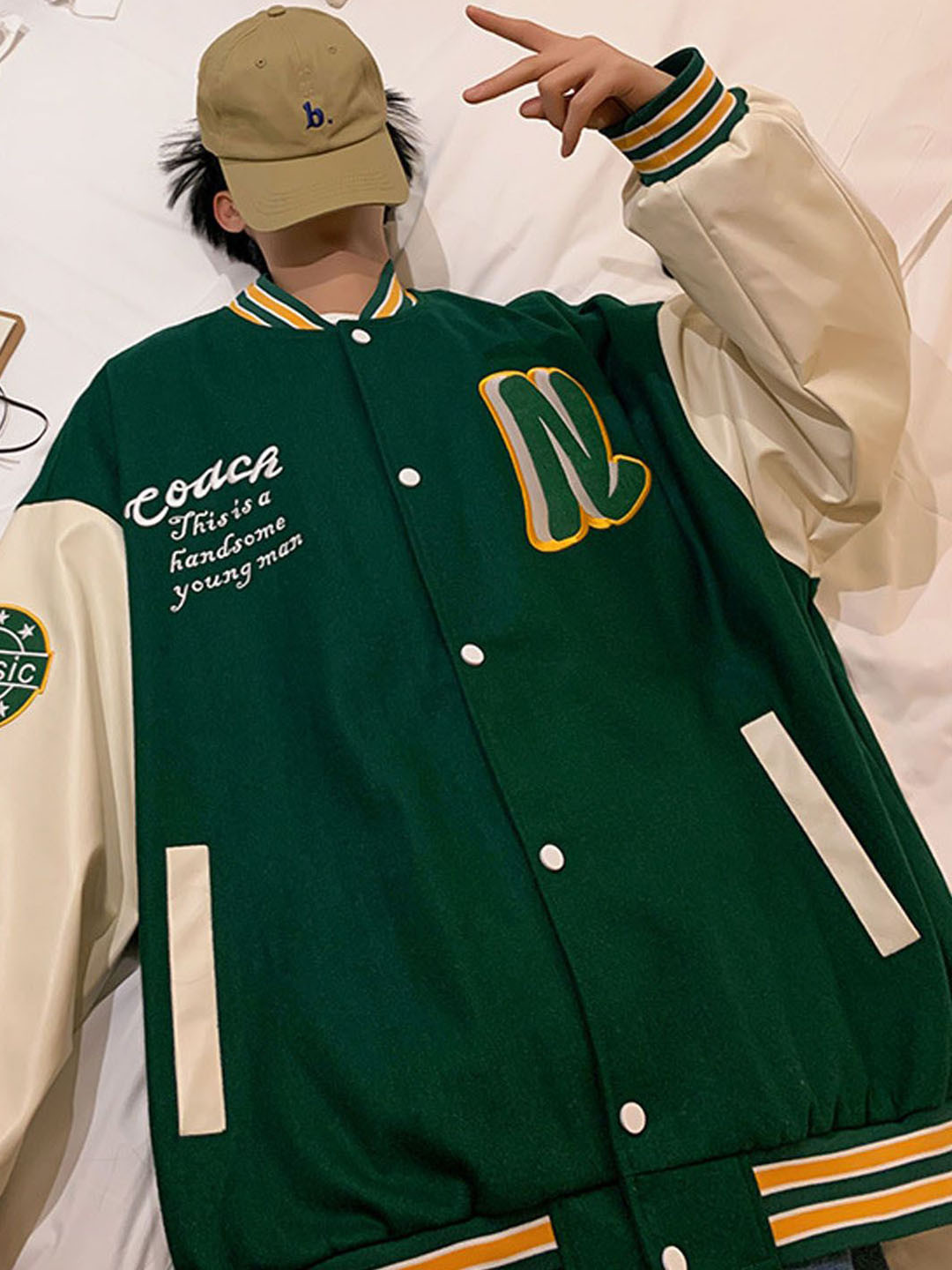 StyleCast Men Longline Varsity Jacket