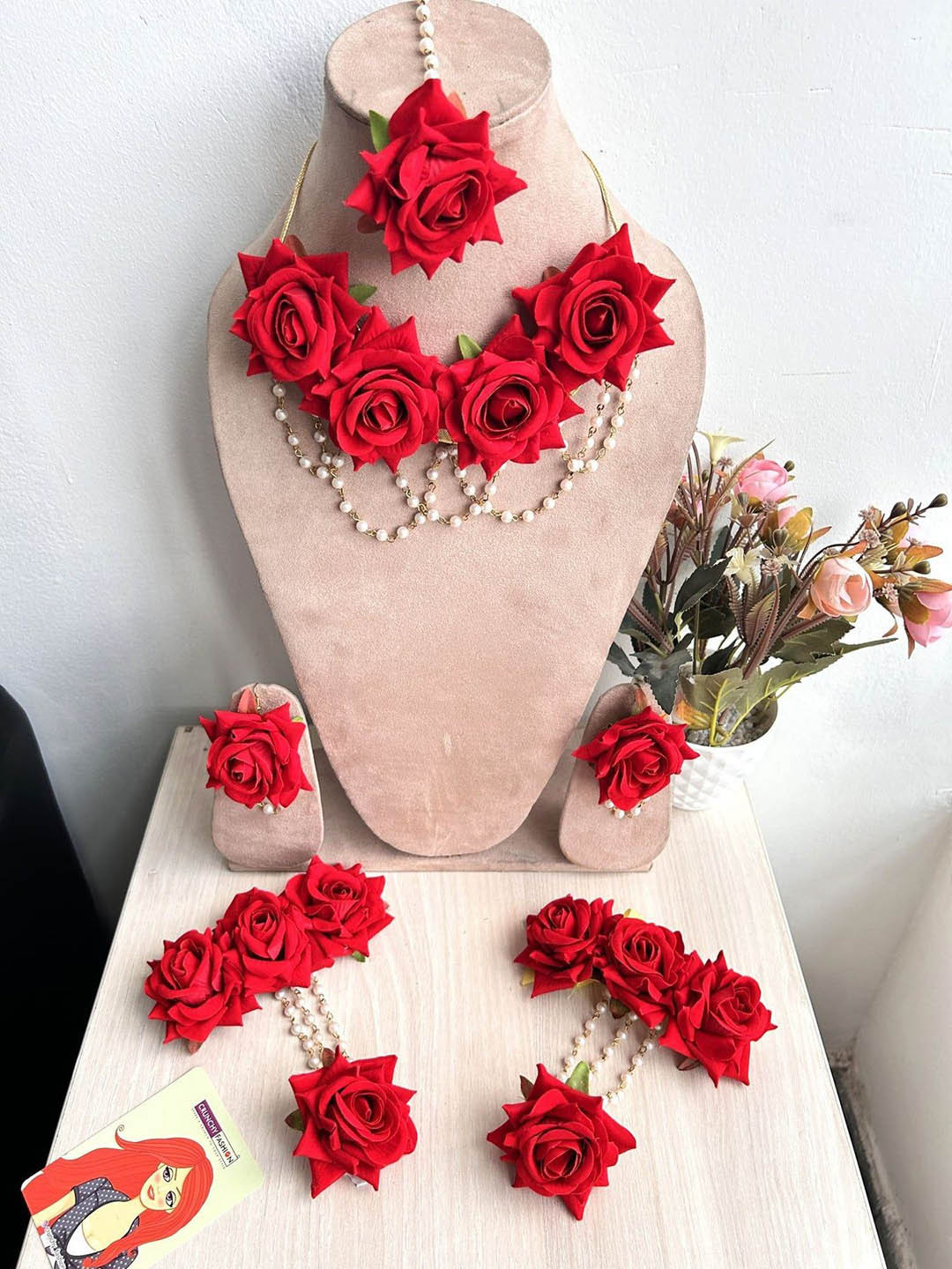 Ringzinnie Beaded Flower Bridal Jewellery Set