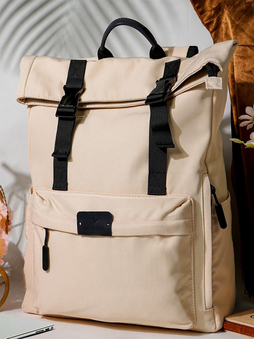 VOYAGER PARIS Unisex Roll Top Laptop Backpack with Anti-Theft