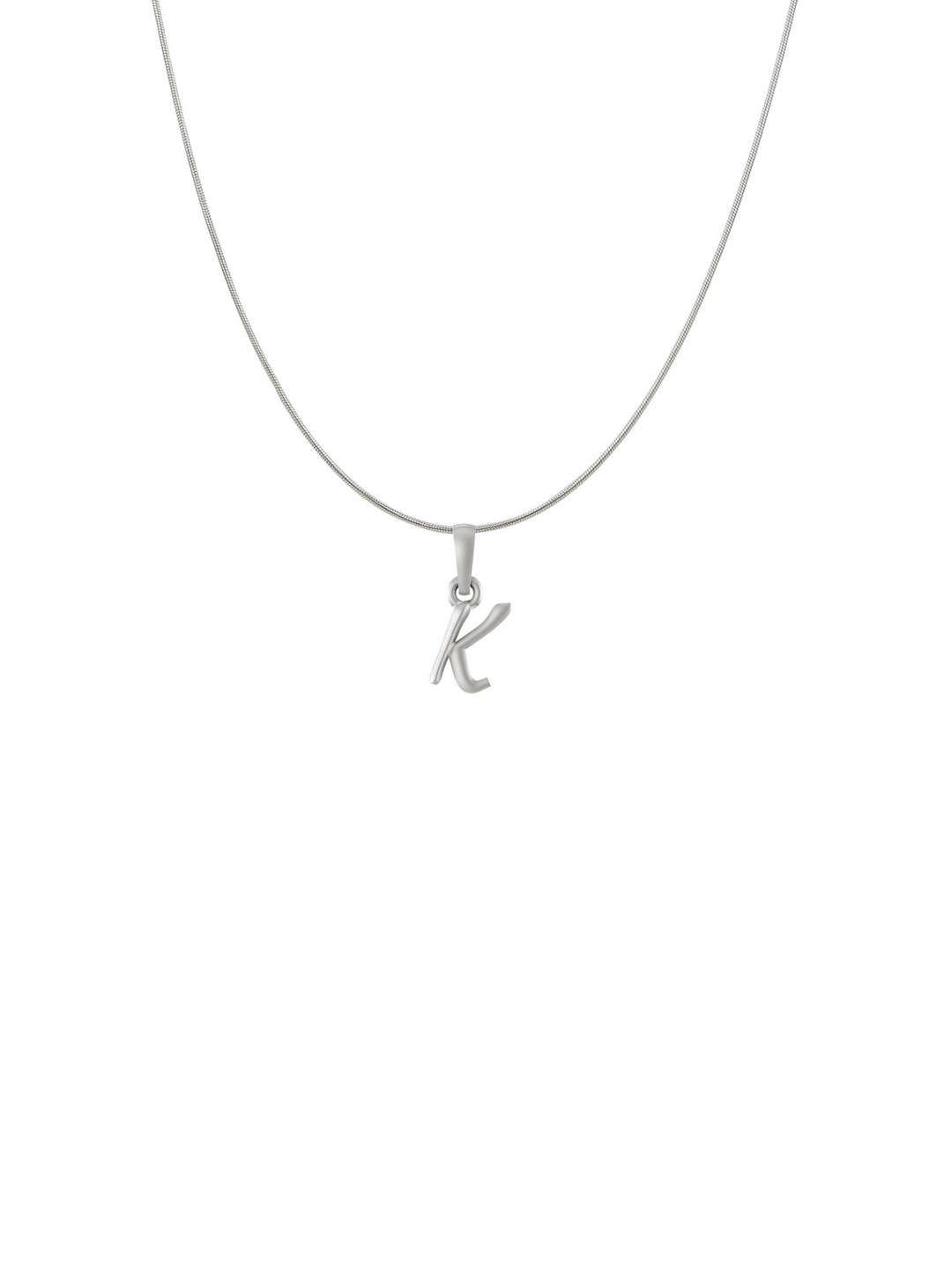 Metronaut 92.5 Sterling Silver K Alphabet Pendant with Snake Chain