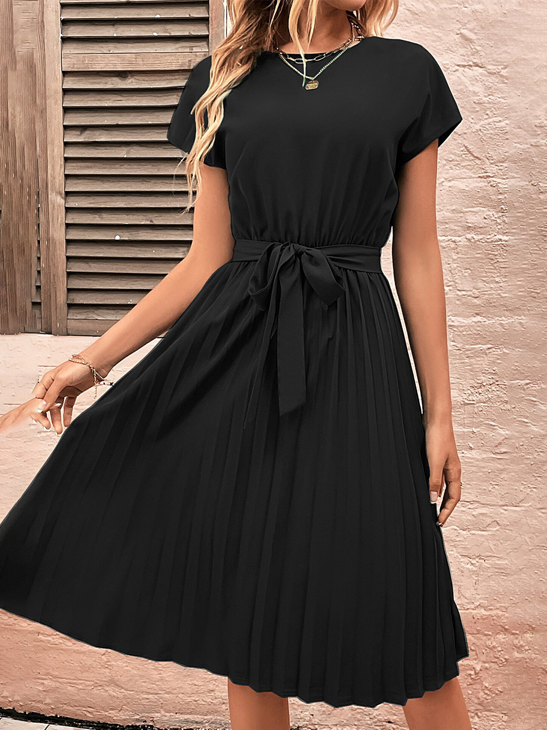 LULU & SKY Accordion Pleated Fit & Flare Dress