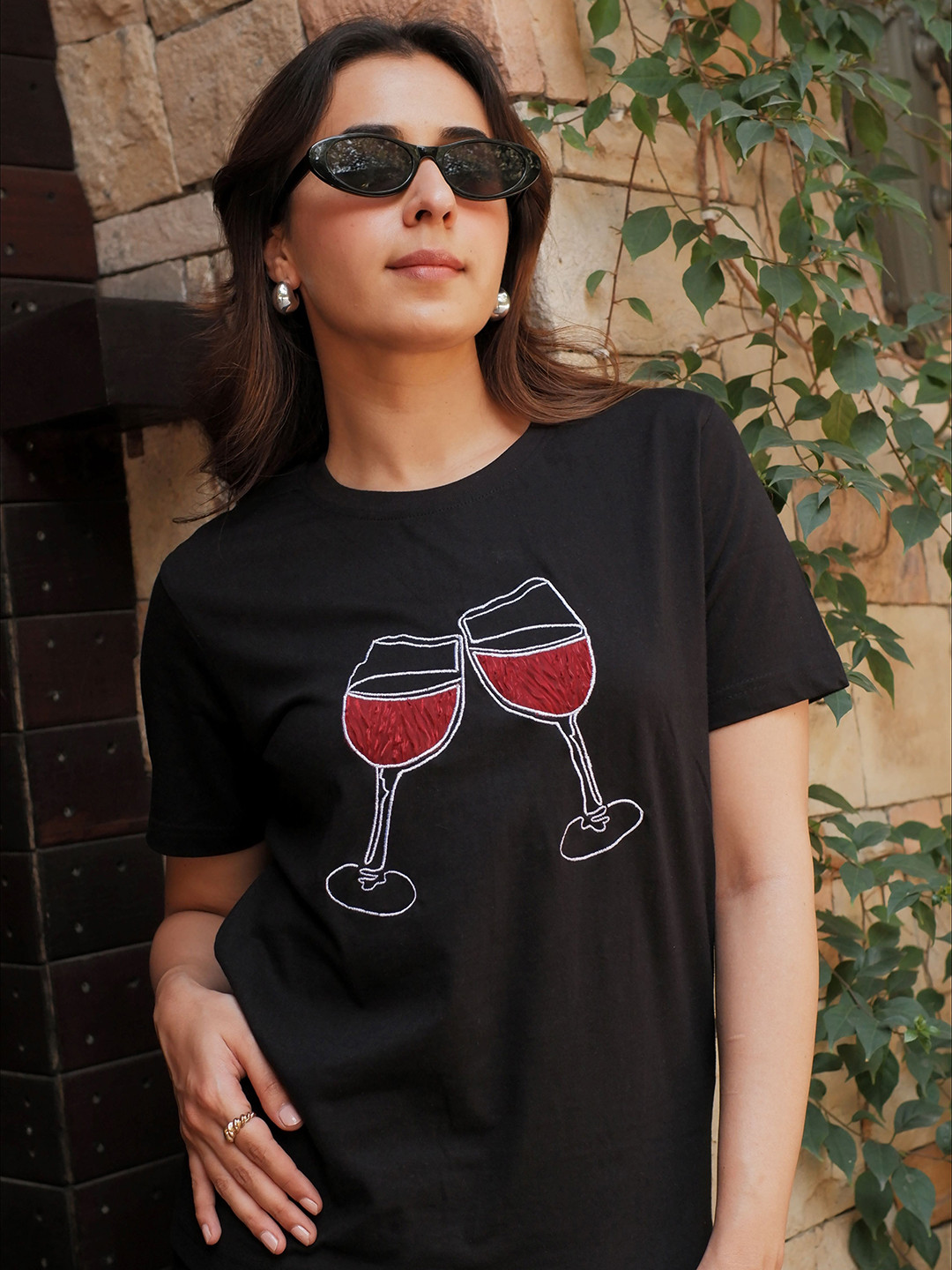 WEAVING CULT Women Hand Painted Oversized T-Shirt