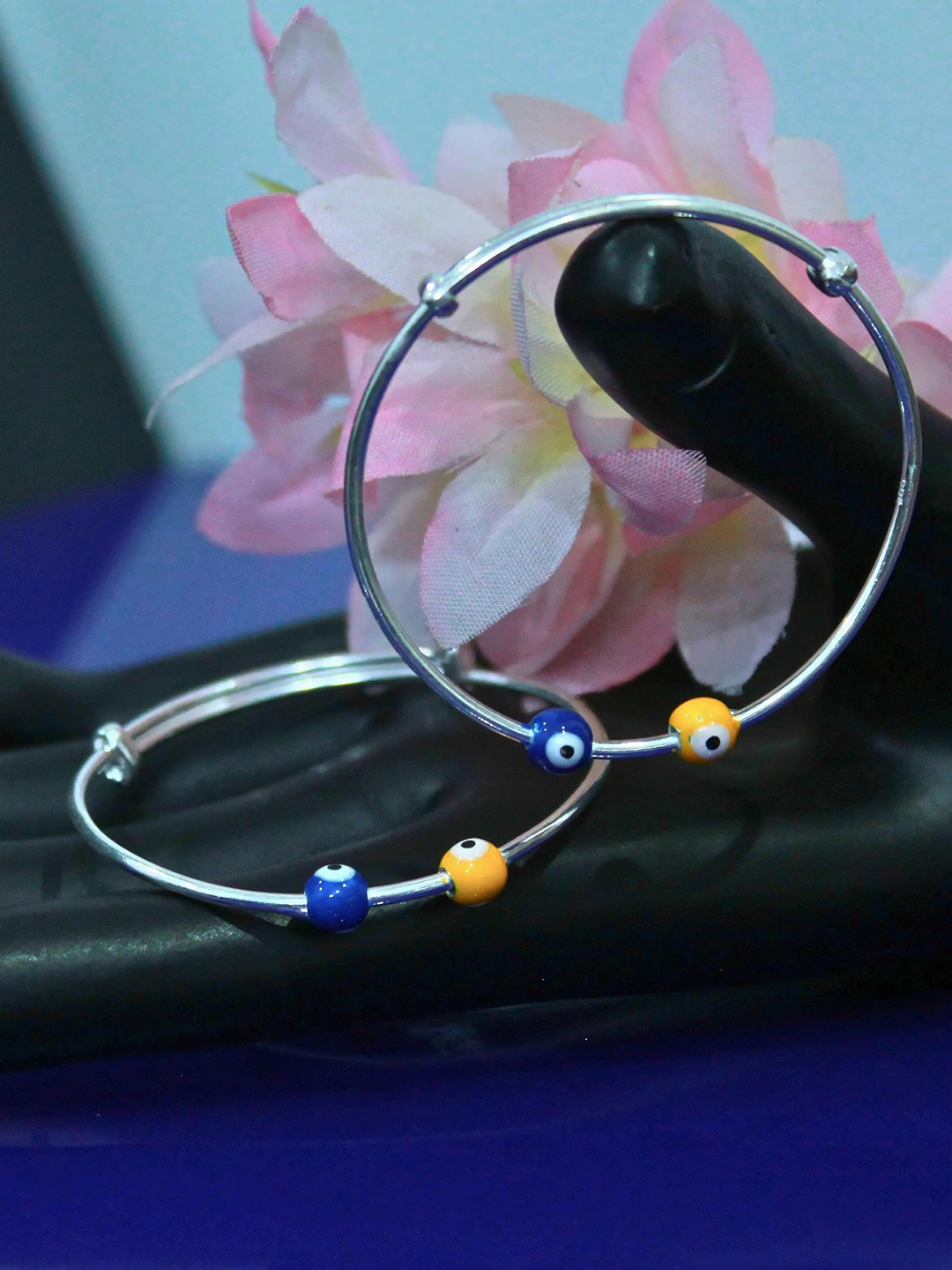 Silver Chest Kids Set Of 2 925 Pure Silver Beaded Adjustable Bangles