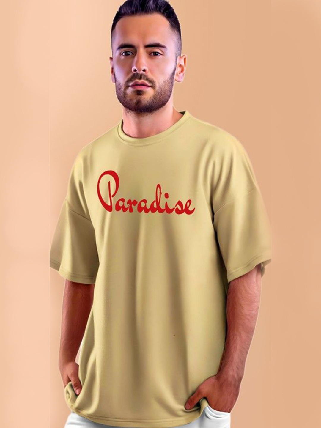 zentik Abstract Printed Cotton Short Sleeves Round Neck Oversized T-shirt