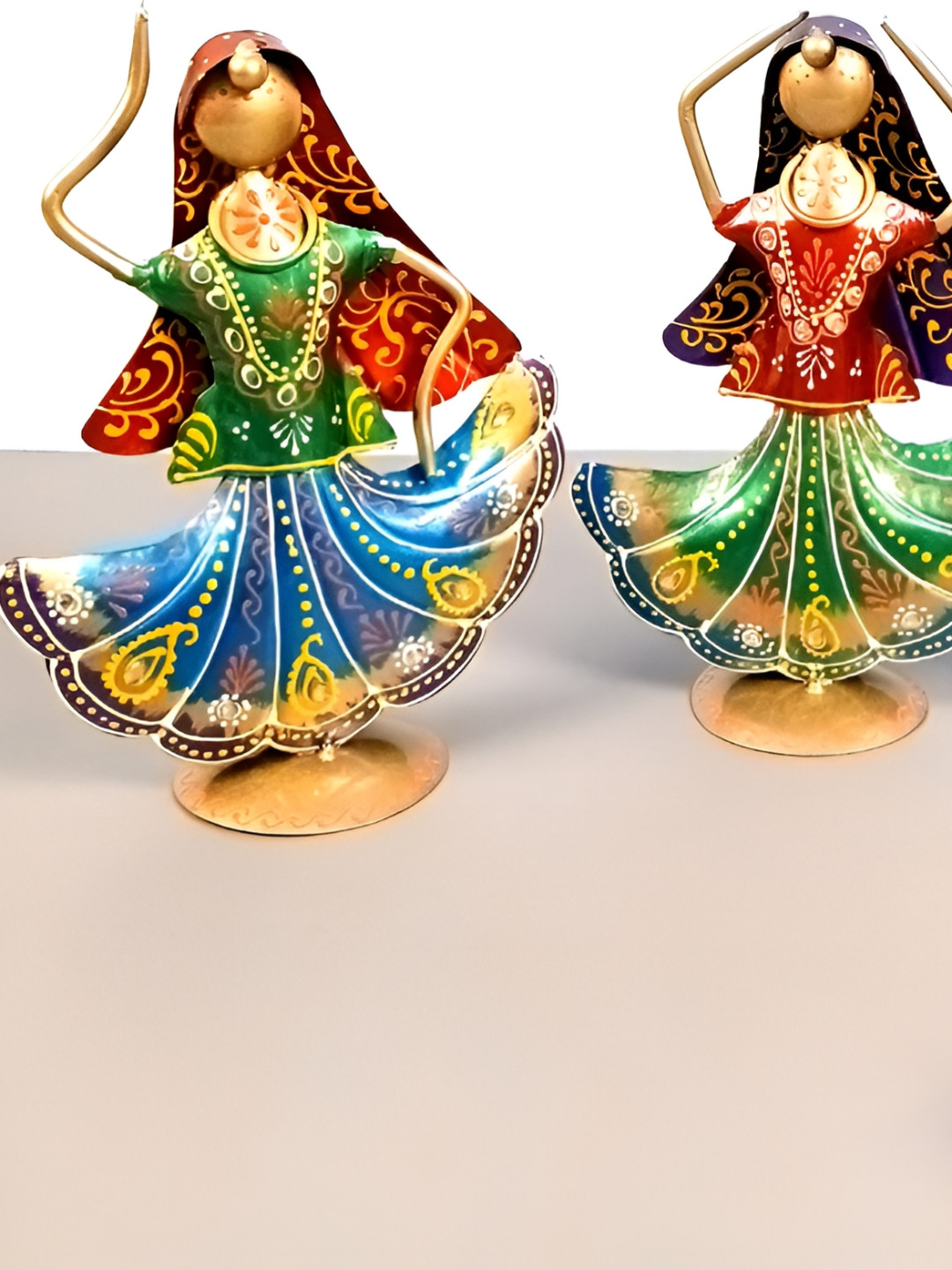 apka mart Dancing Lady Red Metal Metallic Living Room Hand-Crafted Set of 3 Medium Showpieces - 9.1 Inches