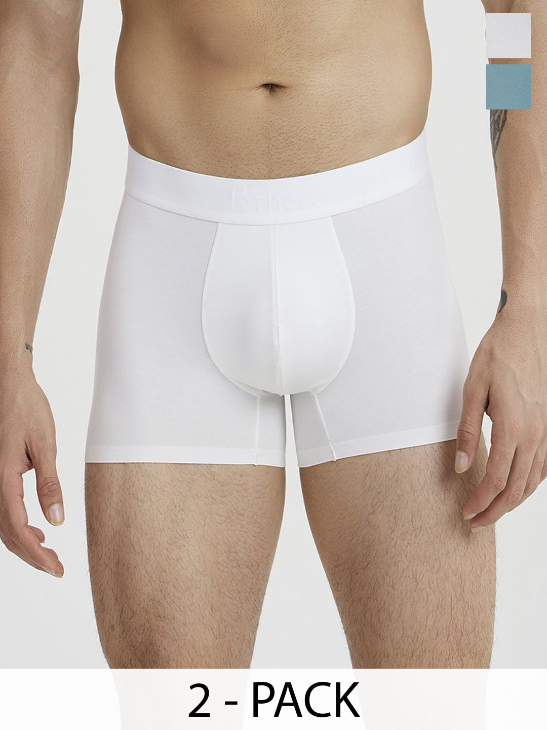 B'there Pack of 2 Seamless Modal Trunk U001_PWH_CLB