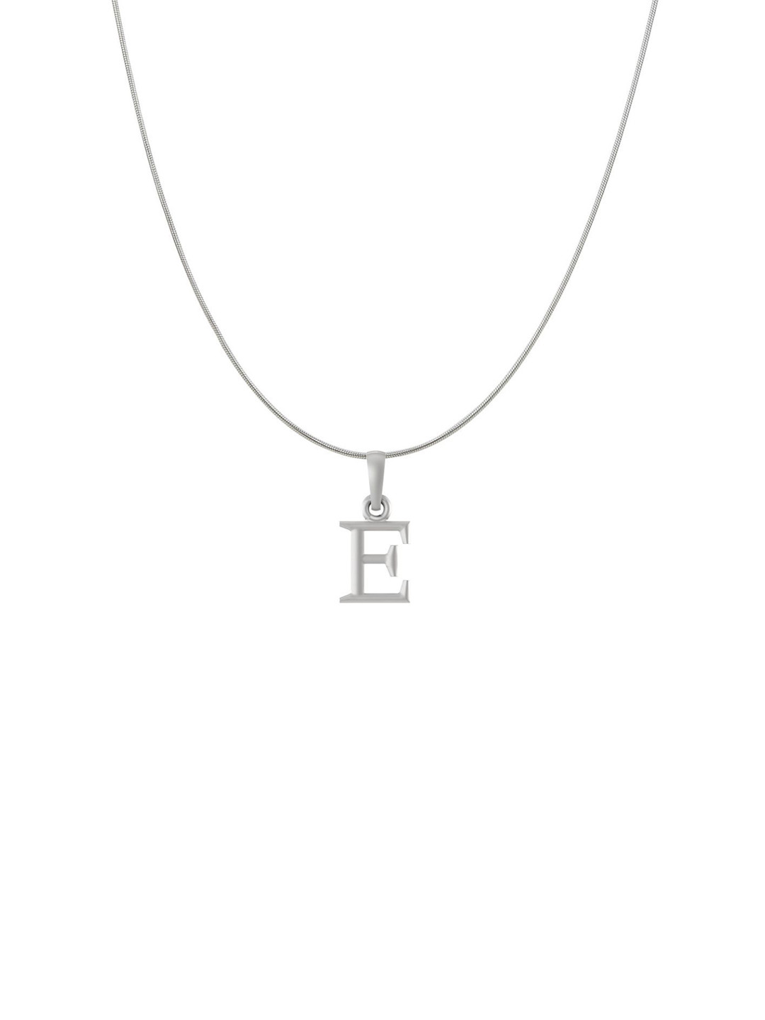 Metronaut 92.5 Sterling Silver E Alphabet Pendant with Snake Chain