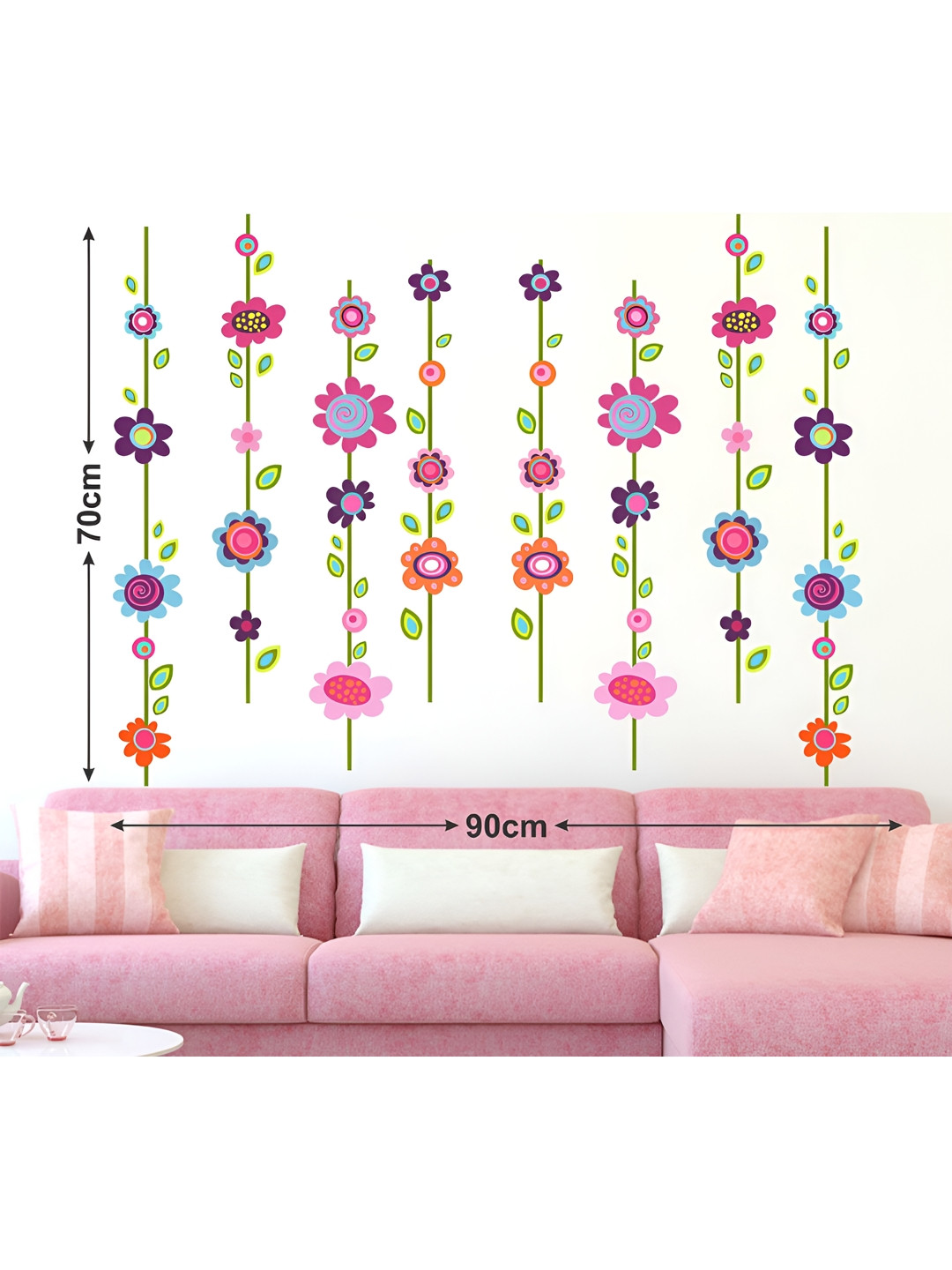 LANSTICK Pink & Green Printed Self-Adhesive WallStickers