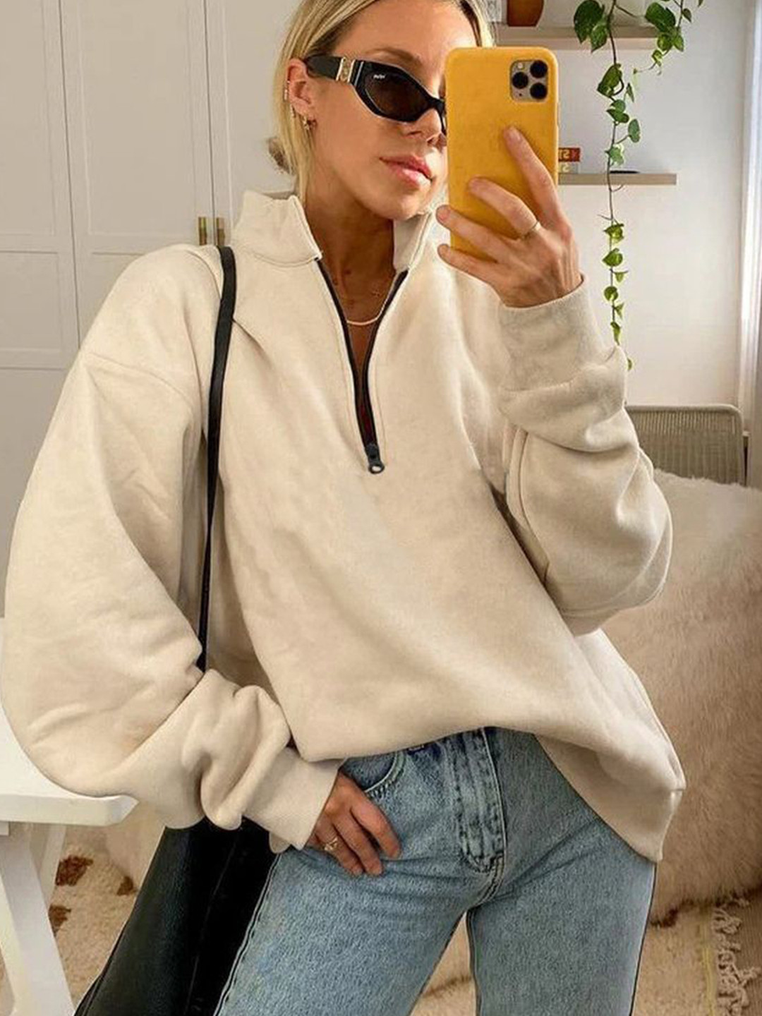 LULU & SKY Front Half-Zip Oversized Sweatshirt