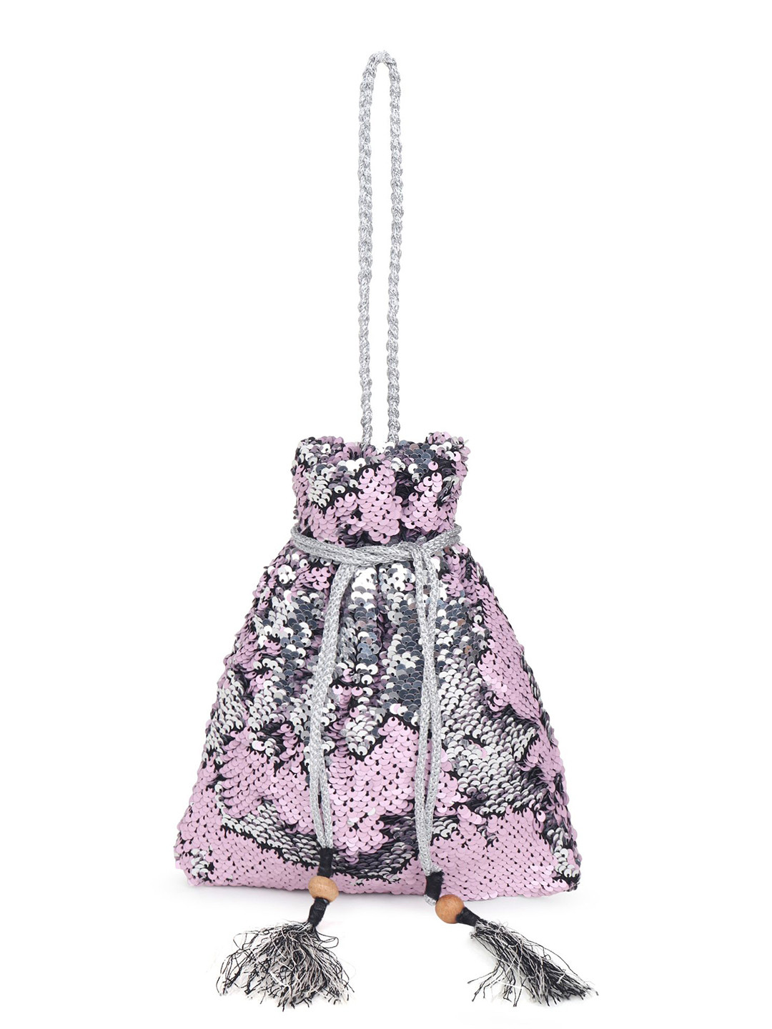 Spice Art Geometric Suede Sequinned Suede Potli Bag