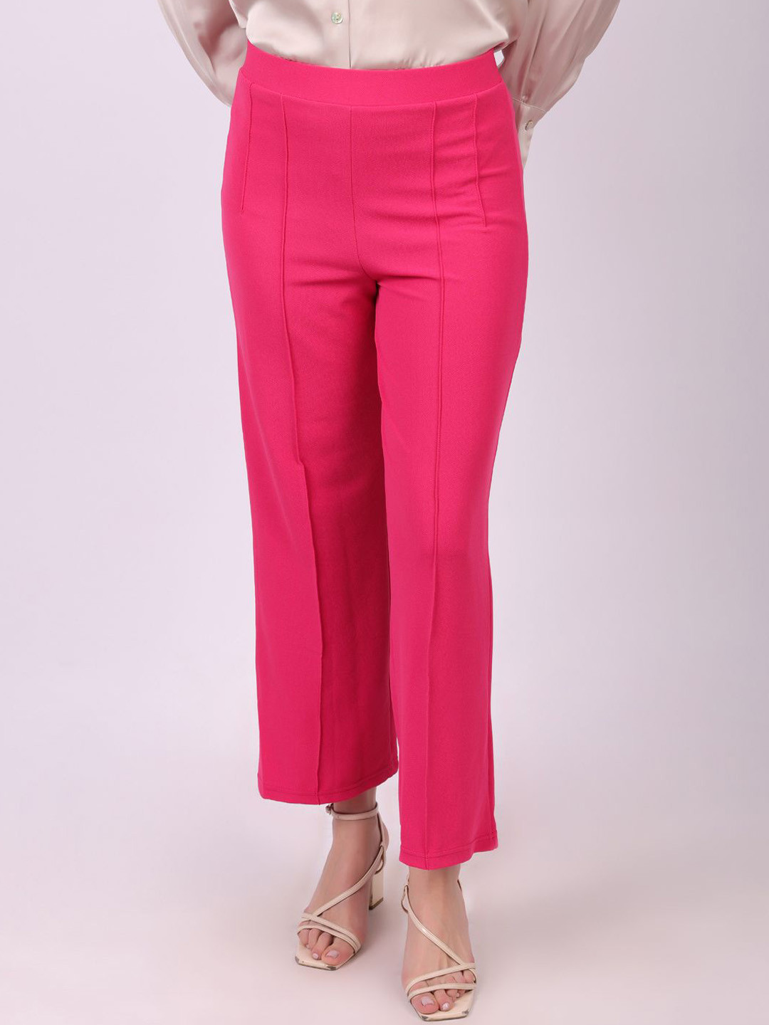 MICHAEL KOVLIN Women High-Rise Casual Plain Korean Fit Pants