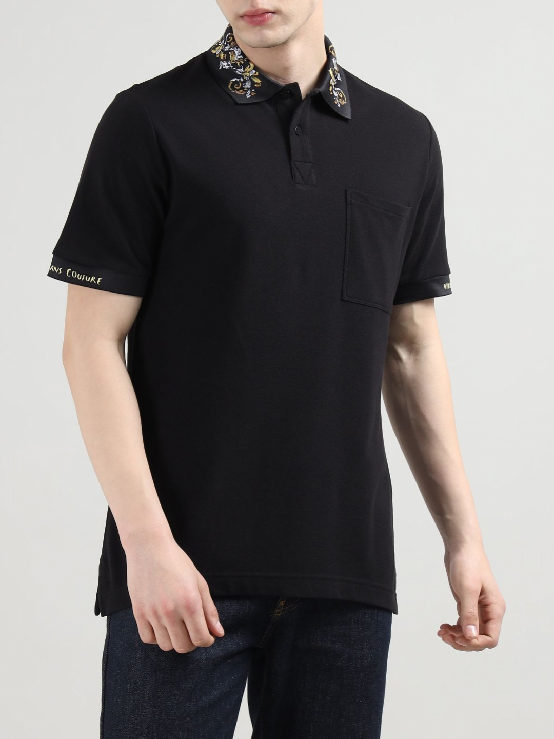Versace Jeans Couture Polo Collar Cotton Slim Fit T-shirt