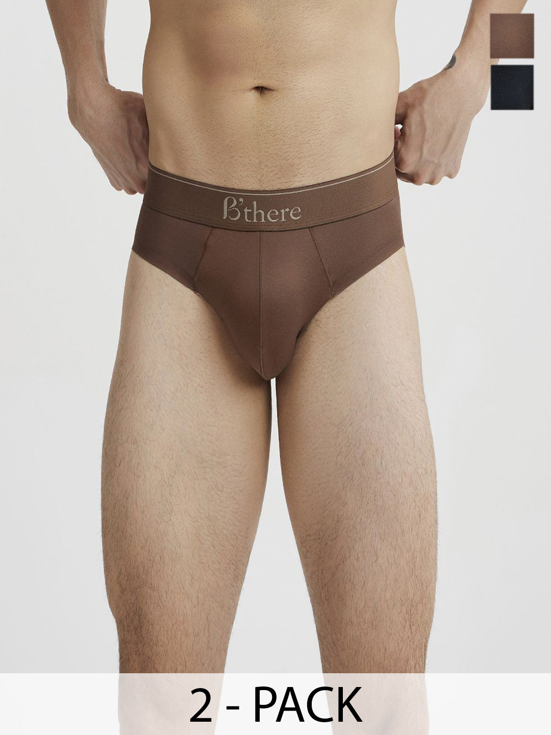 B'there Pack of 2 Seamless Modal Microfiber Brief U004_JTB_MBN