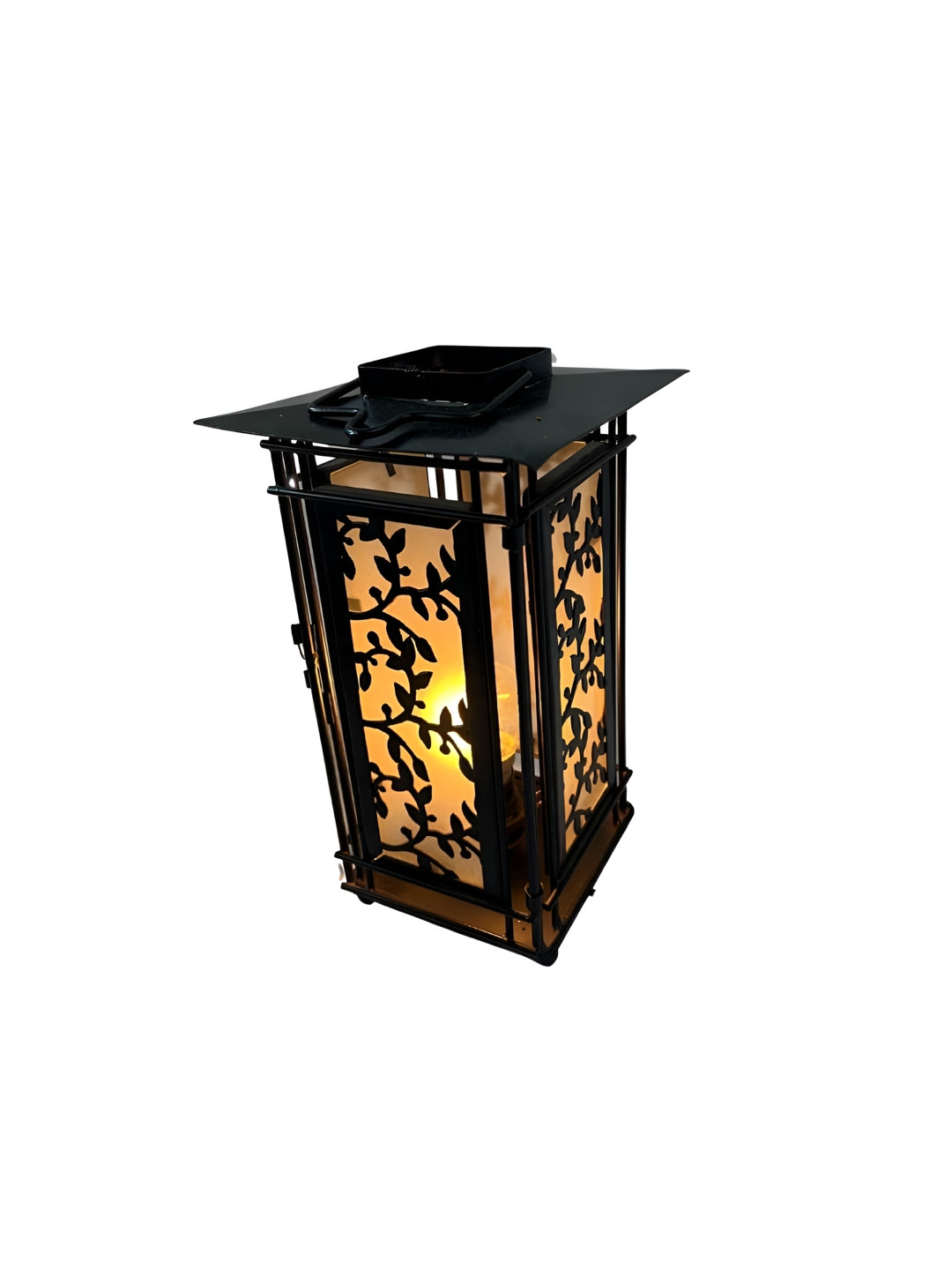 Taurrus Outdoor Garden Glow Lantern Black Metal Metallic Living Room Large Showpiece -