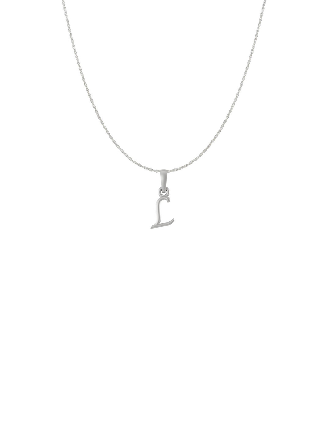 Metronaut 92.5 Sterling Silver Contemporary L Alphabet Pendant with Chain