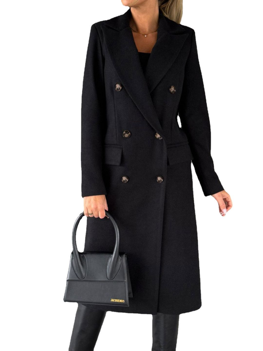 Black Longline Shirt Collar Coat