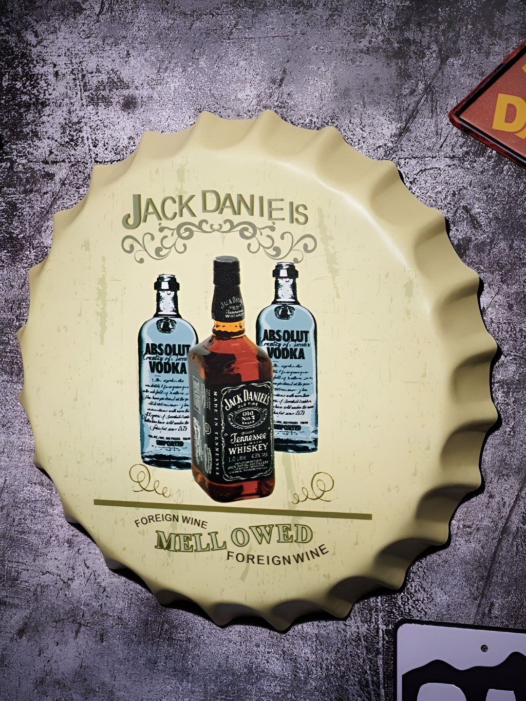 eazy wagon Bottle Caps sign - Jack Daniels Mellowed Metal Matte Signs and Plaques-14In