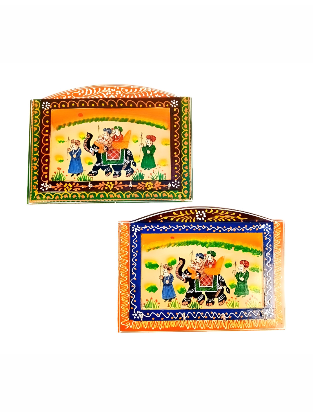 apka mart 2Pcs Orange-Colored & Brown Wooden Key Holders