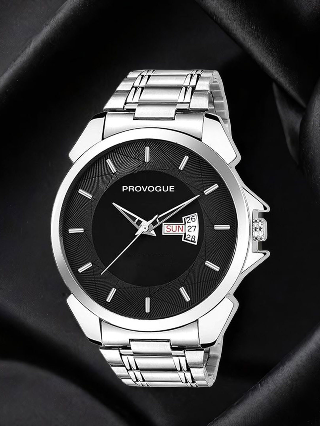 Provogue Men Brass Dial & Stainless Steel Wrap Around Straps Analogue Watch PR-GR001-BLK-CH