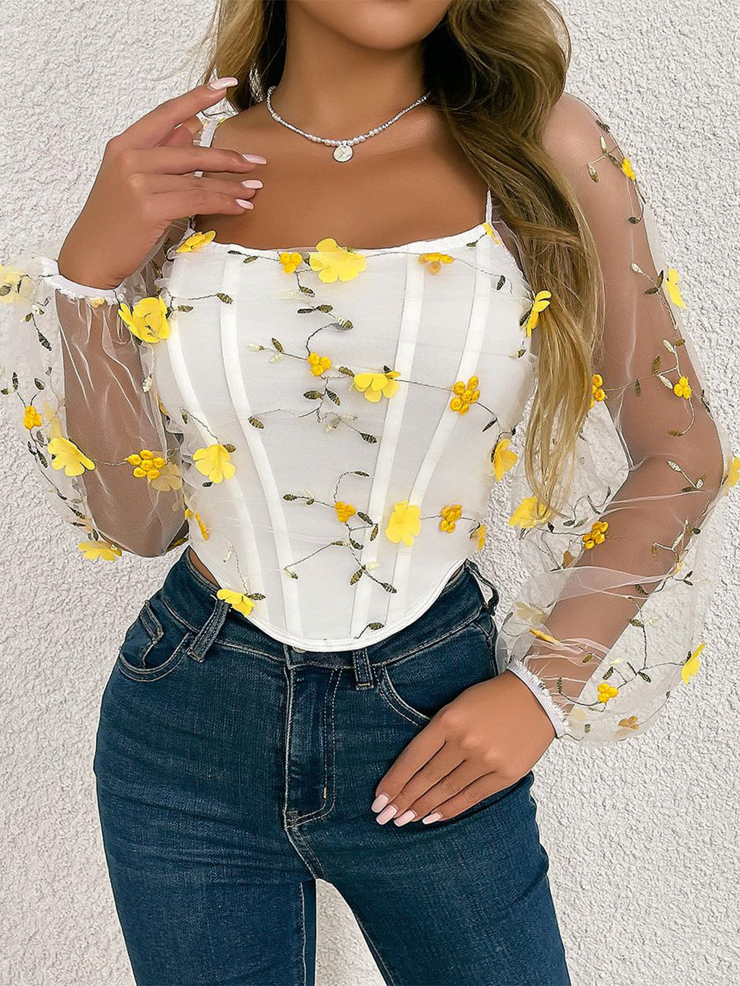 StyleCast Embroidered Tube Crop Top