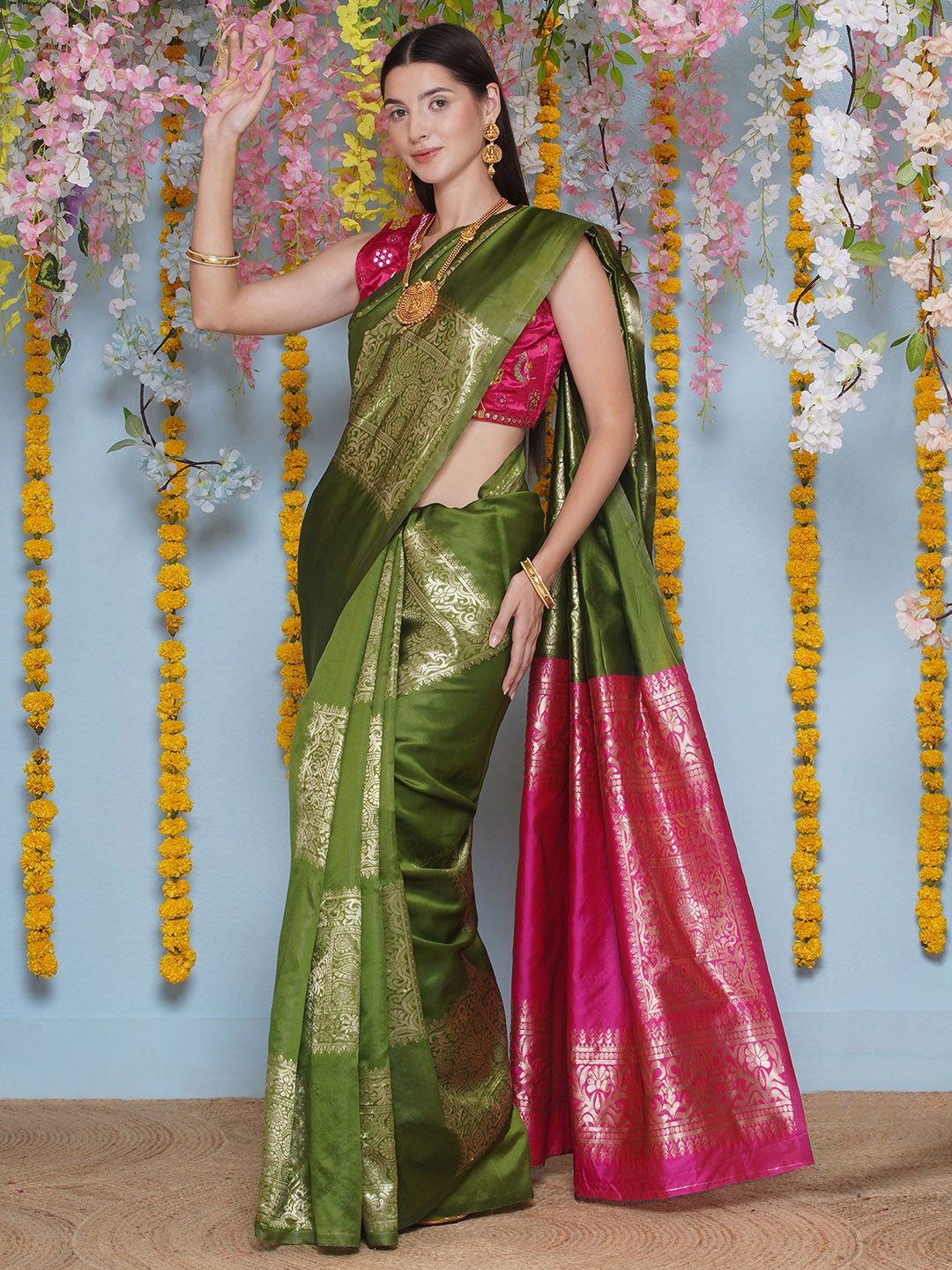 LABEL KASHI Woven Design Zari Banarasi Saree