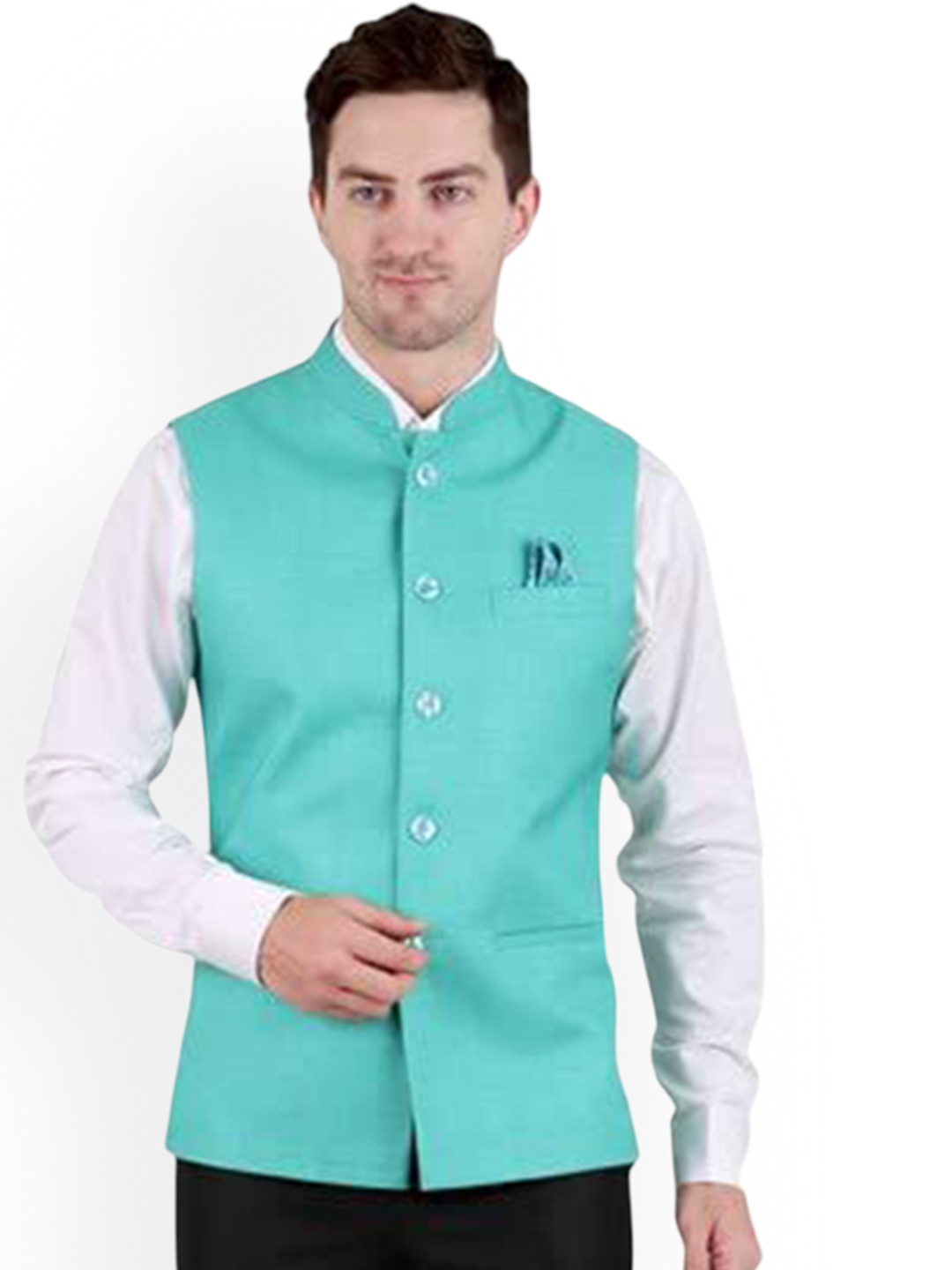 GRACYSHADE Mandarin Collar Jute Nehru Jacket