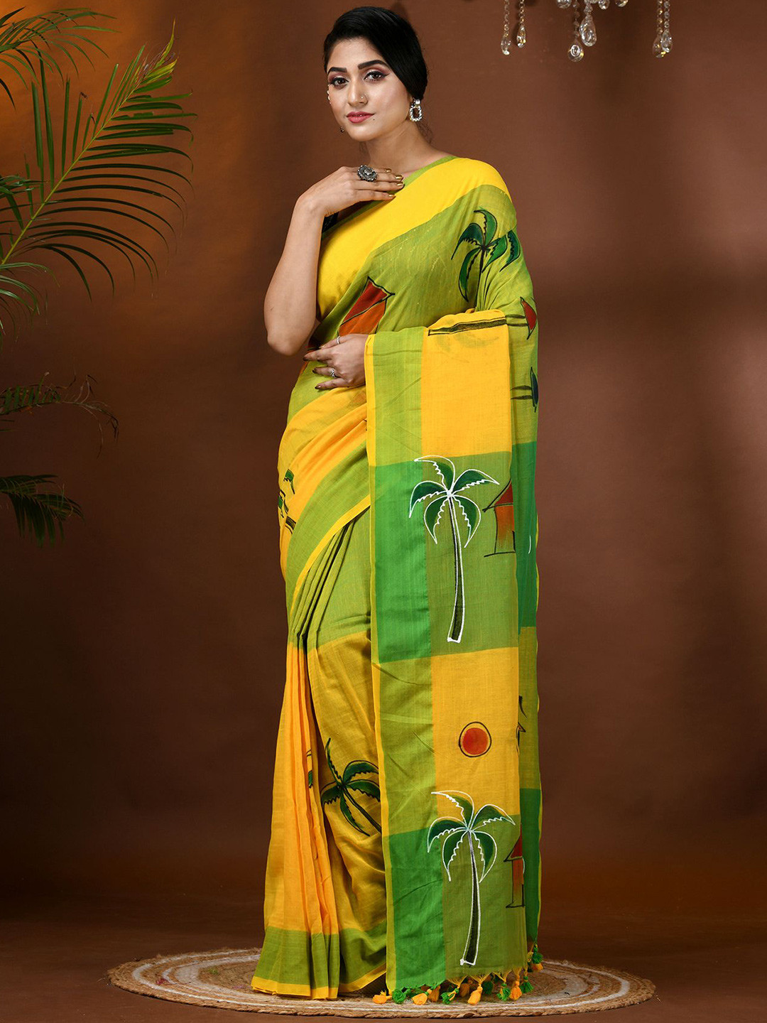 DESH BIDESH Adults-Women Ethnic Motifs Pure Cotton Taant Saree
