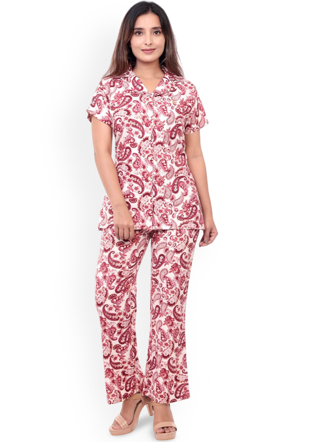 CLINT Printed Shirt Collar Shirt With Trouser Co-Ords