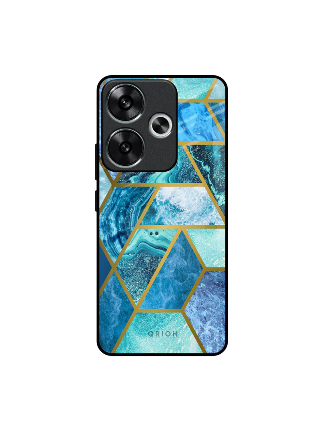 QRIOH Geometrical Marble Poco F6 5G Glass Back Case