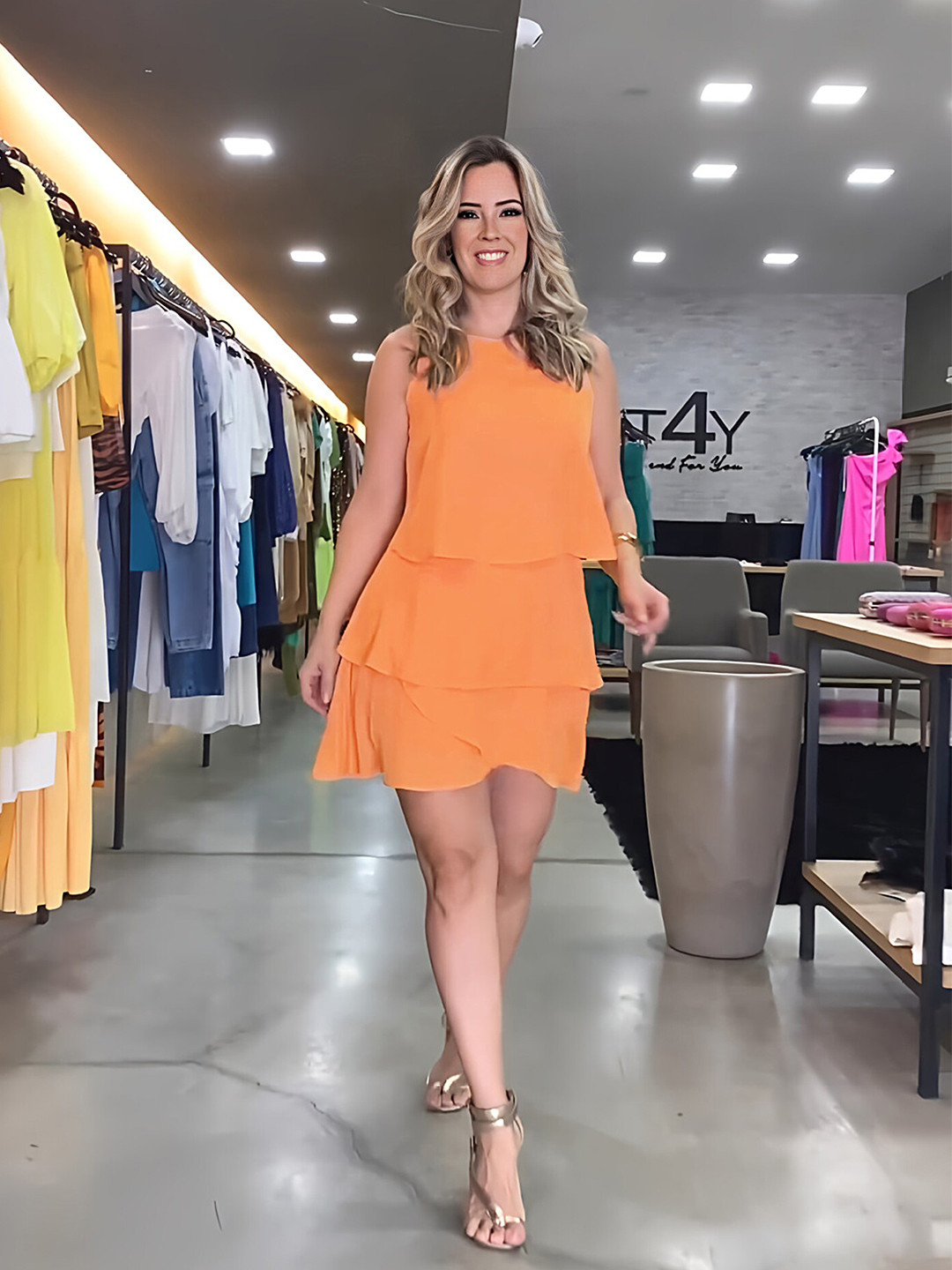 LULU & SKY Sleeveless A-Line Layered Dress