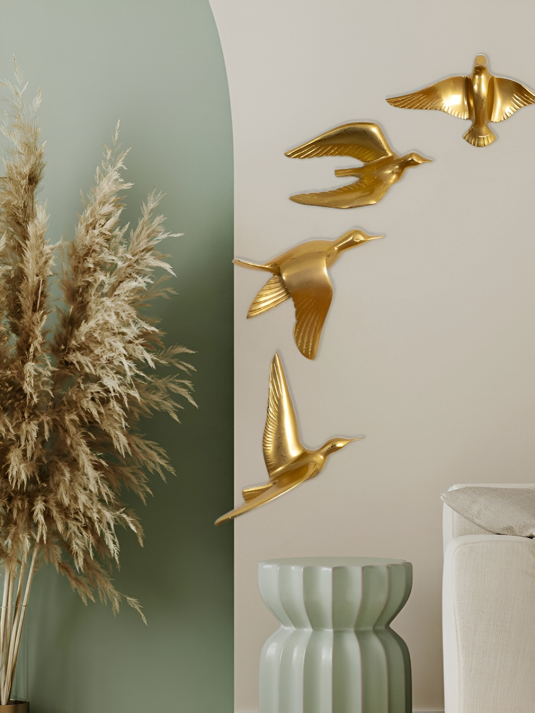 THREADVIBE LIVING Soaring Resin Birds Clay Glossy Hanging Hall 5Pcs Wall Hangings-7.1In