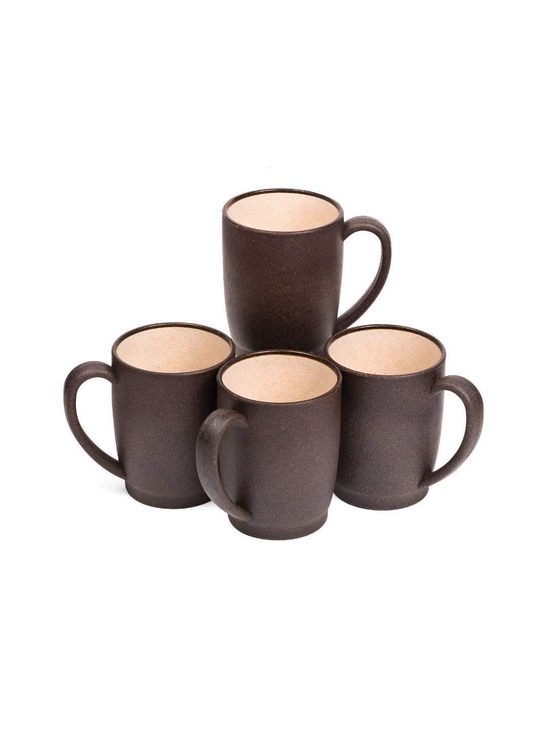 MAE Personalised Brown Rice Husk Microwave Safe 4 Piece Mugs-370ml