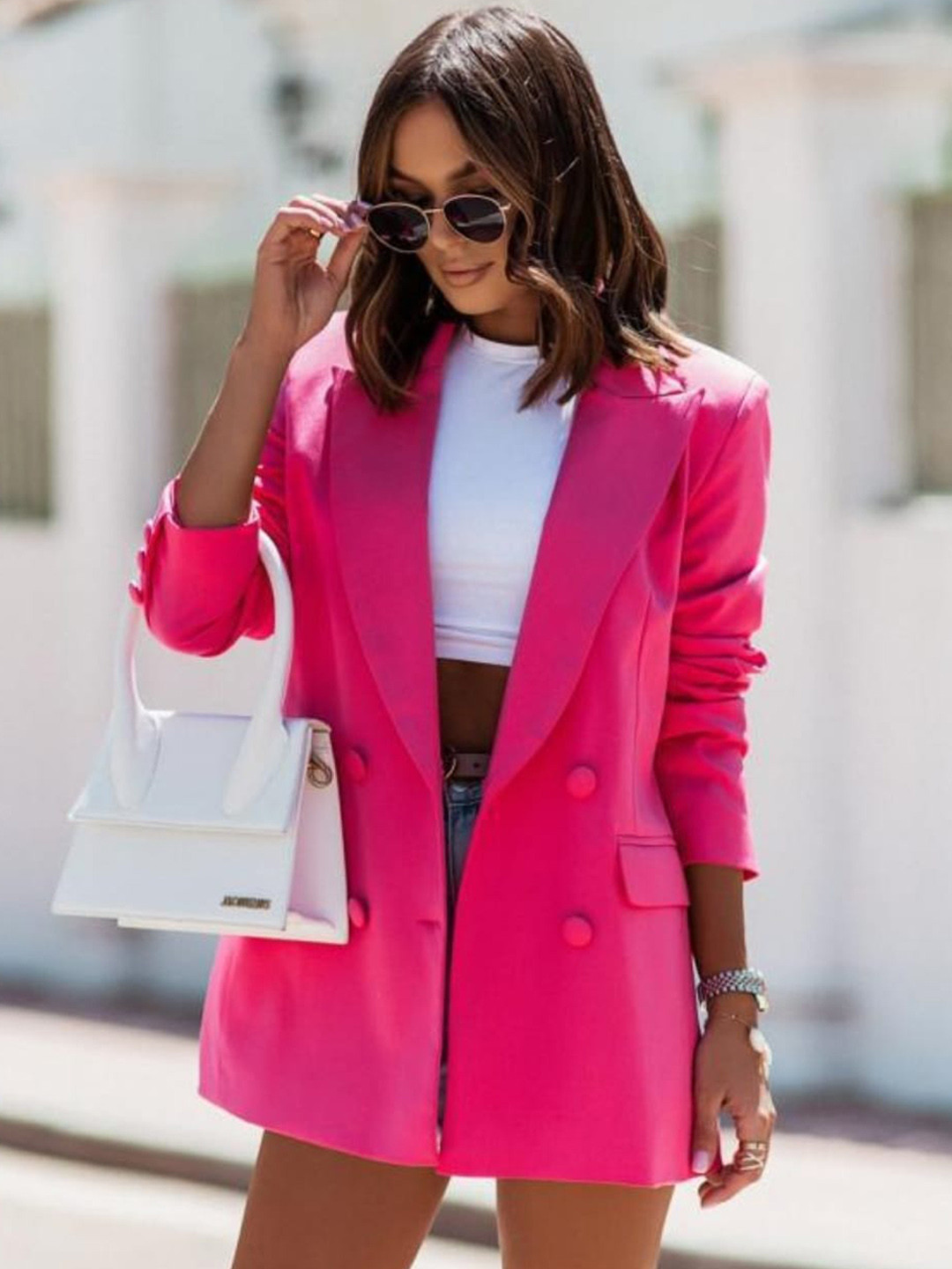 StyleCast Pink Double-Breasted Blazer